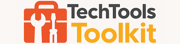 Logo of TechTools Toolkit featuring an orange toolbox with tools and the text 'TechTools Toolkit'.