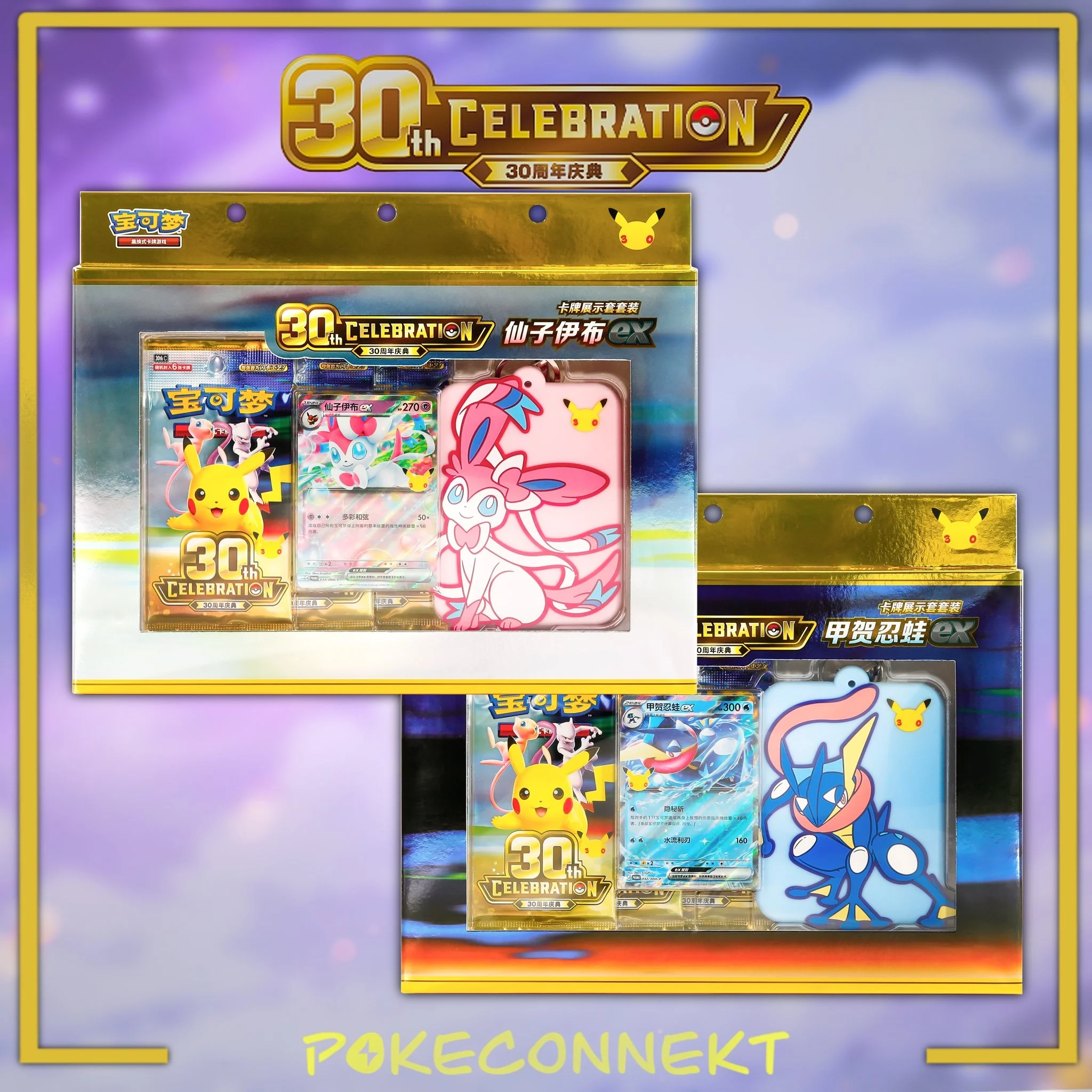 SYLVEON & GRENINJA CARD DISPLAY SET -30th Anniversary Collection- Simplified Chinese Pokemon