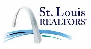 Logo of St. Louis REALTORS with an arch and water design elements.