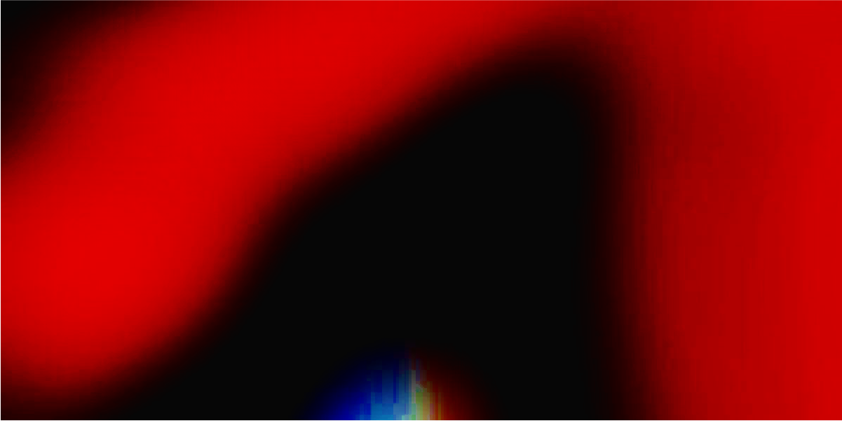 Abstract digital image with red, black, and blue colors blending and gradient effects.