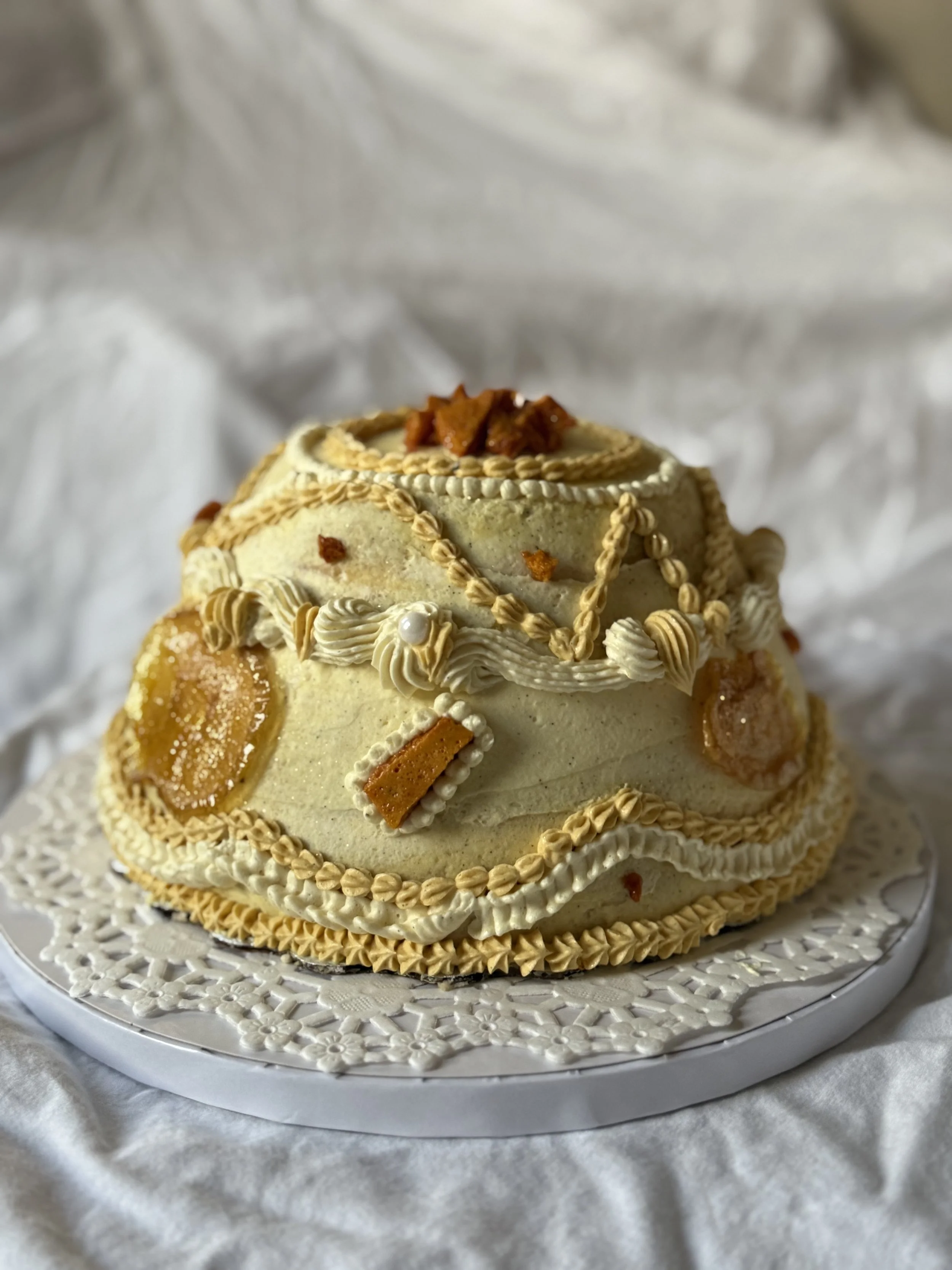 spice chiffon + chai latte soak + apple butter filling + honey brown-butter swiss buttercream