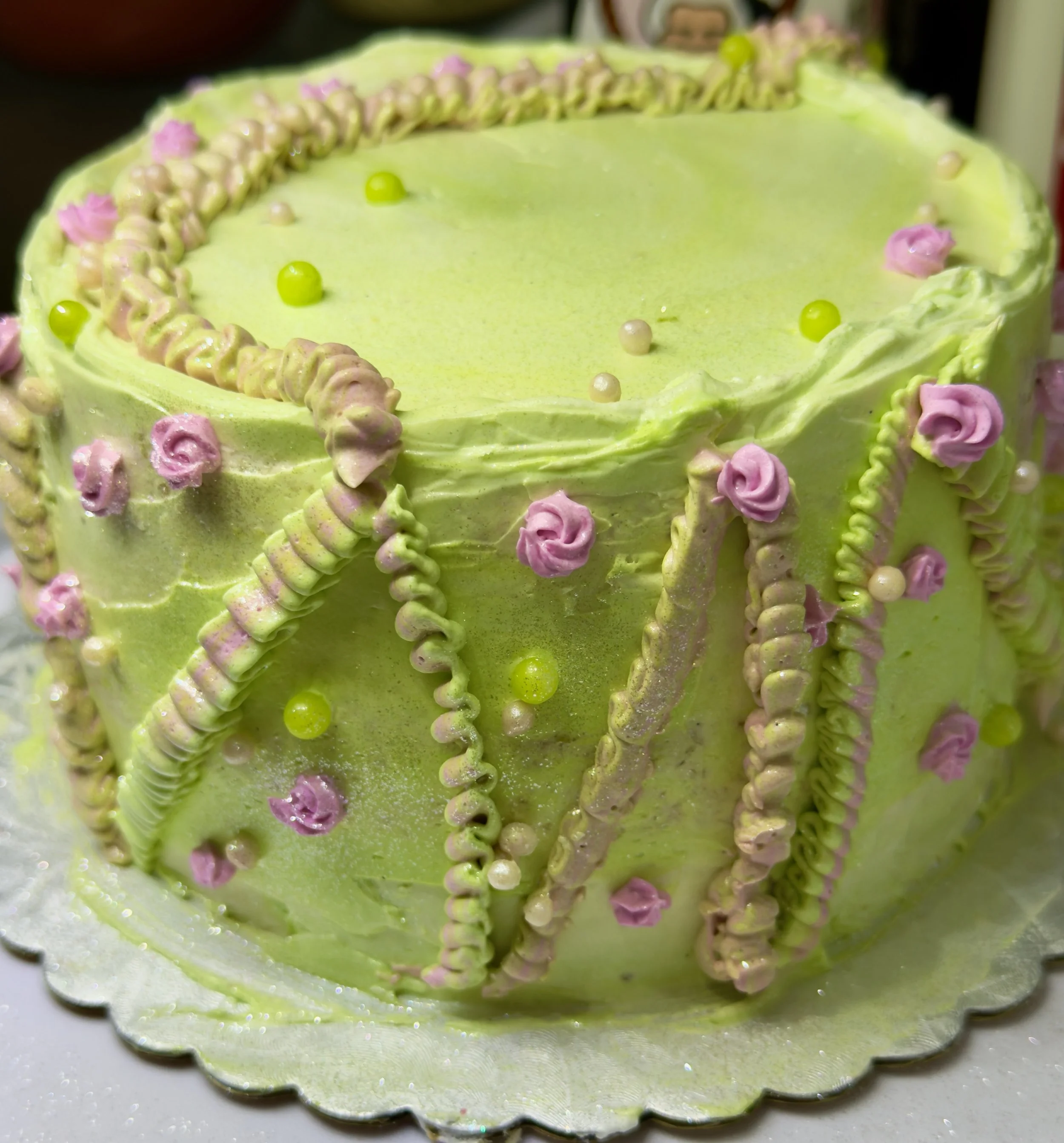 ginger sponge + raspberry preserves + lime buttercream