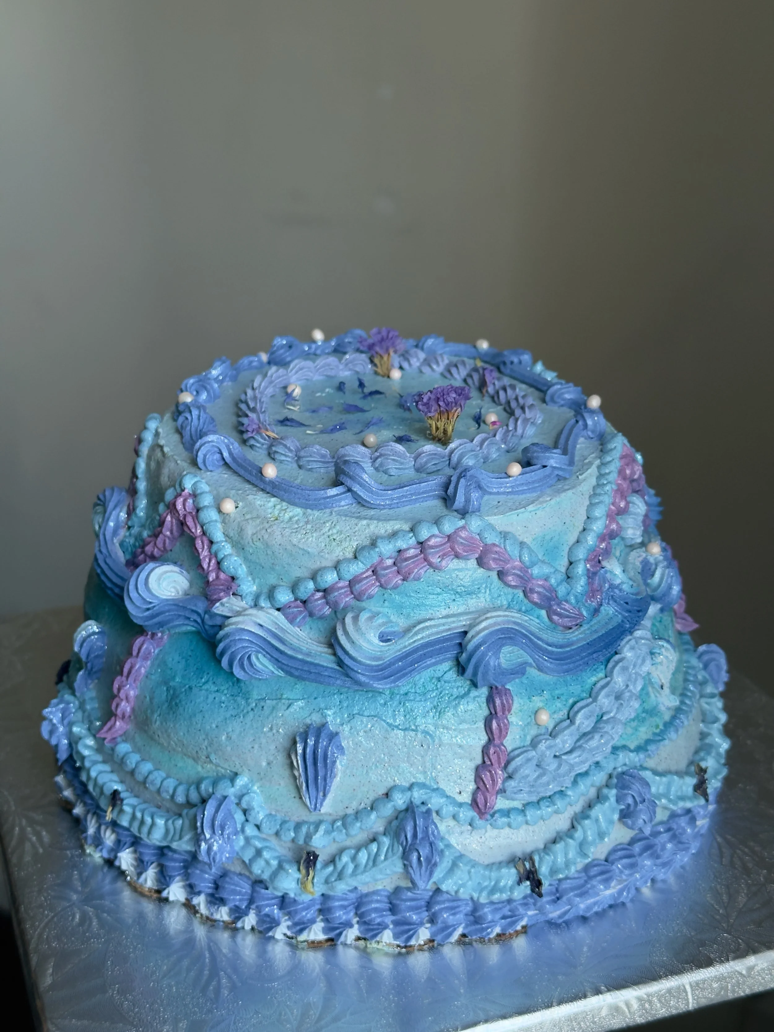 fluffy lemon chiffon + passion fruit curd + raspberry swiss meringue buttercream
