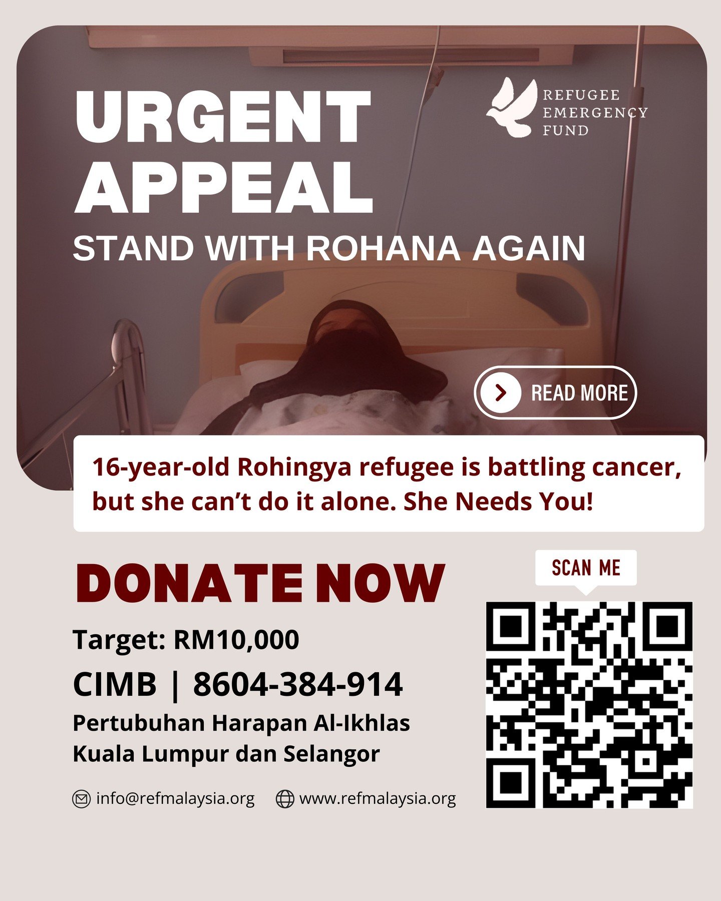 Thanks to your incredible generosity, Rohana has successfully undergone her surgery &mdash; a milestone we couldn&rsquo;t have reached without you. 

But her journey isn&rsquo;t over yet.

Rohana now urgently needs chemotherapy to prevent the cancer 