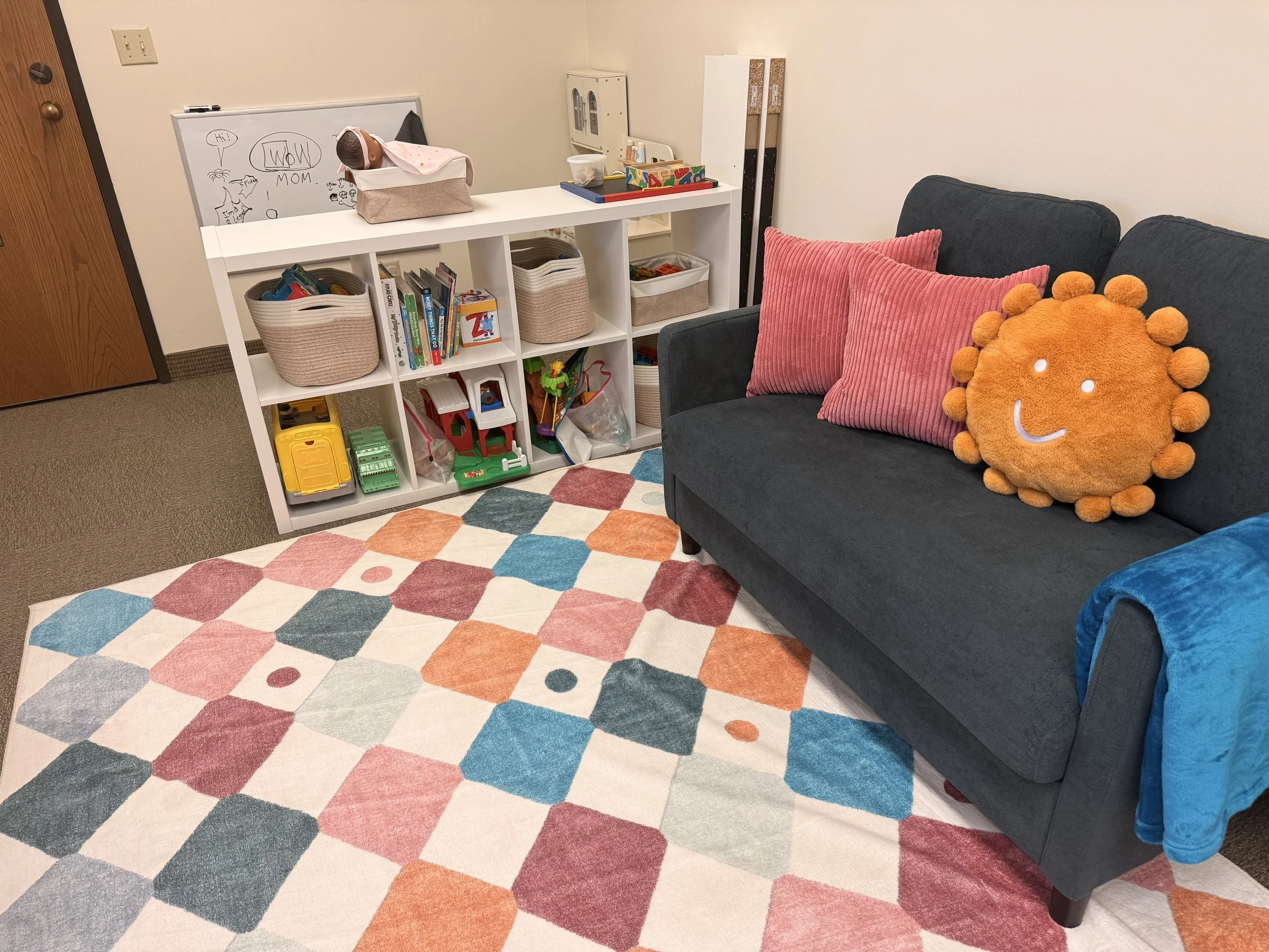 Get cozy on the fun couch and play pretend with the toys!