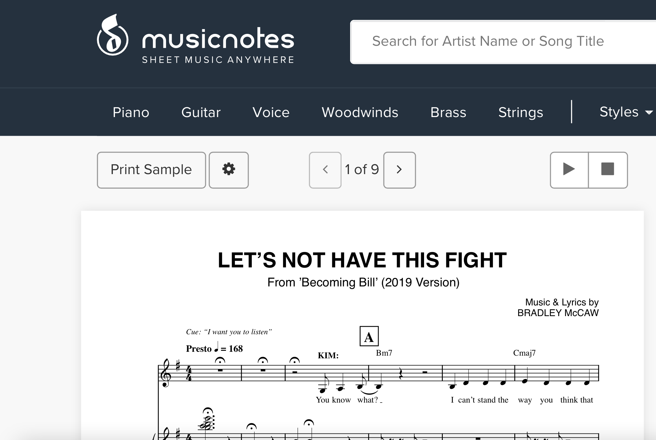 Sheet music on "Music Notes"