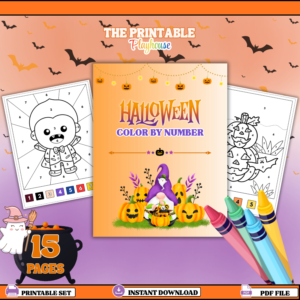 Halloween Color by Number– Printable Coloring Pages for Kids