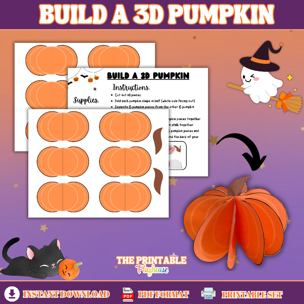Build a 3D Pumpkin Craft Printable – Fun Halloween Paper Activity for Kids
