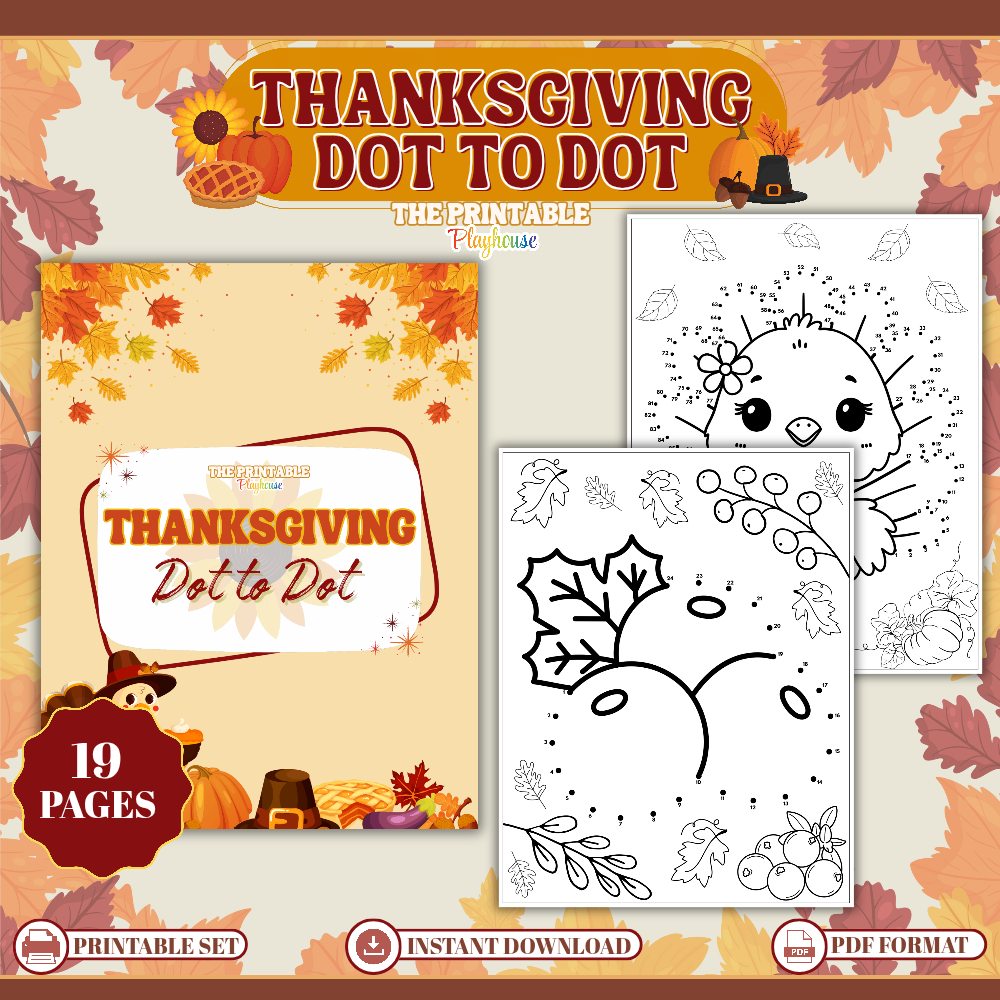 Thanksgiving Dot to Dot Printable for Kids – Fun Fall Activity Pages