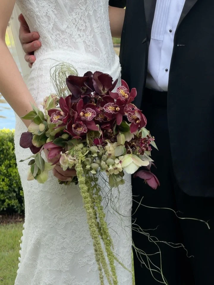 Grapes, artichokes and a whole lot of satin. Not your usual ceremony flowers ✨

C&amp;A&rsquo;s brief was moody, modern and a little romantic, without leaning classical. So we let the ceremony spill down from the fountain in burgundy and forest green