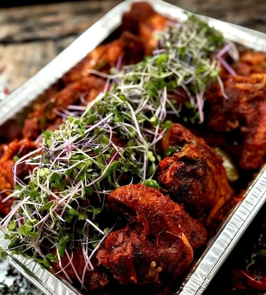 Freshly prepared catering food ready for private event service