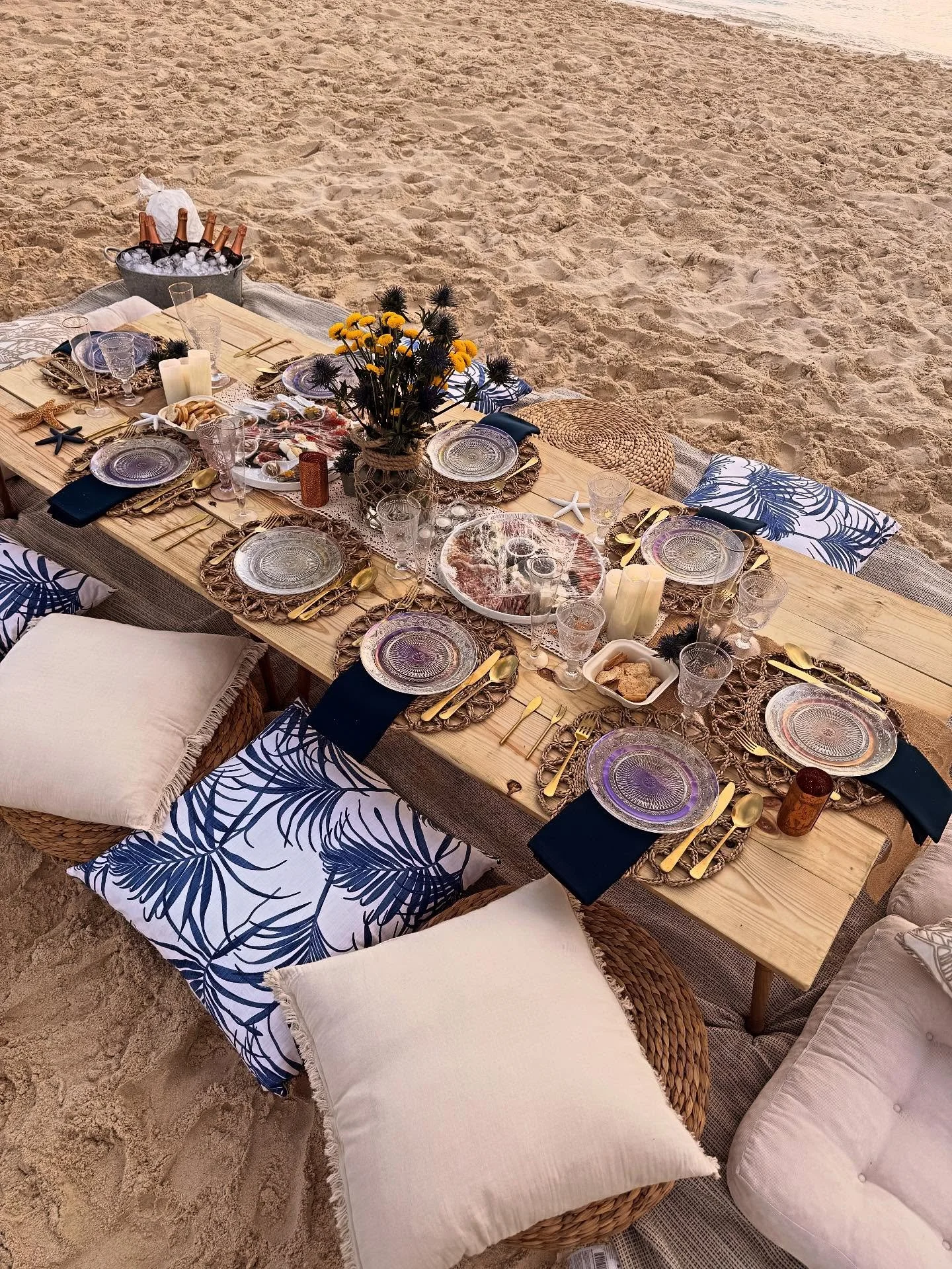 Last Friday we set the scene for Sarah&rsquo;s birthday,  soft sand, salty air, and golden hour glow beside Bonny Moon on Public Beach.

Styled with layered textures, seaside tones, and that signature Soir&eacute;es touch, the perfect evening under C