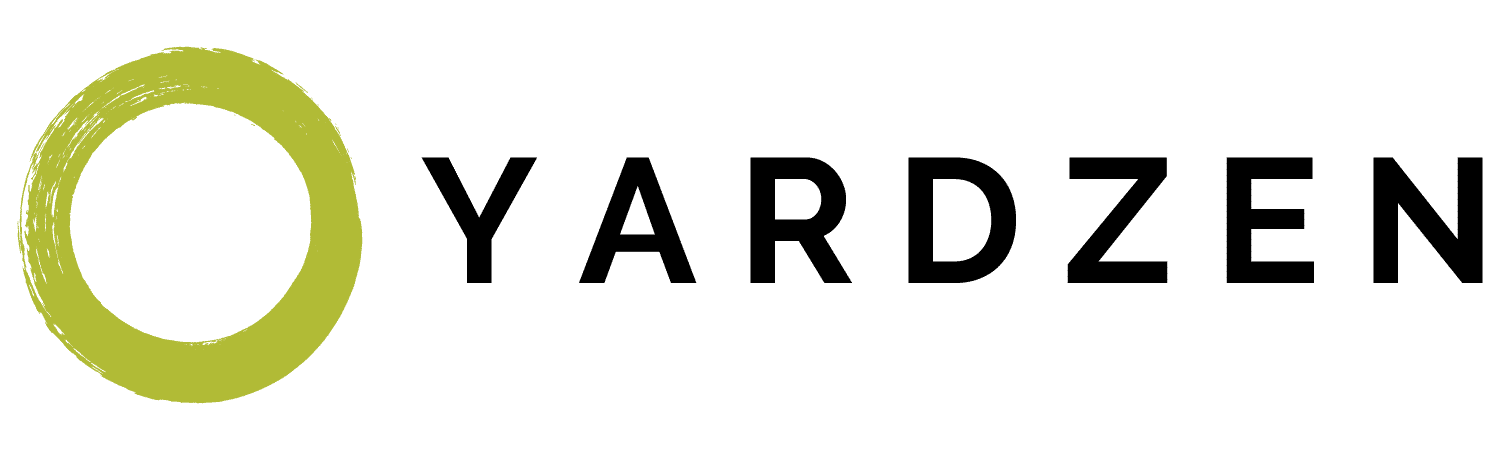 Yardzen logo displayed as a design inspiration partner, with Straight Fence Co. providing professional fence installation and repair across Maine.