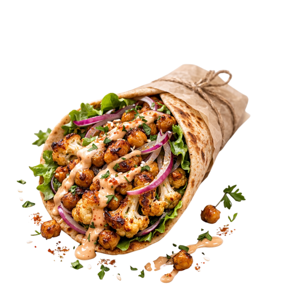 CHICKPEA + CAULIFLOWER PITA WRAP