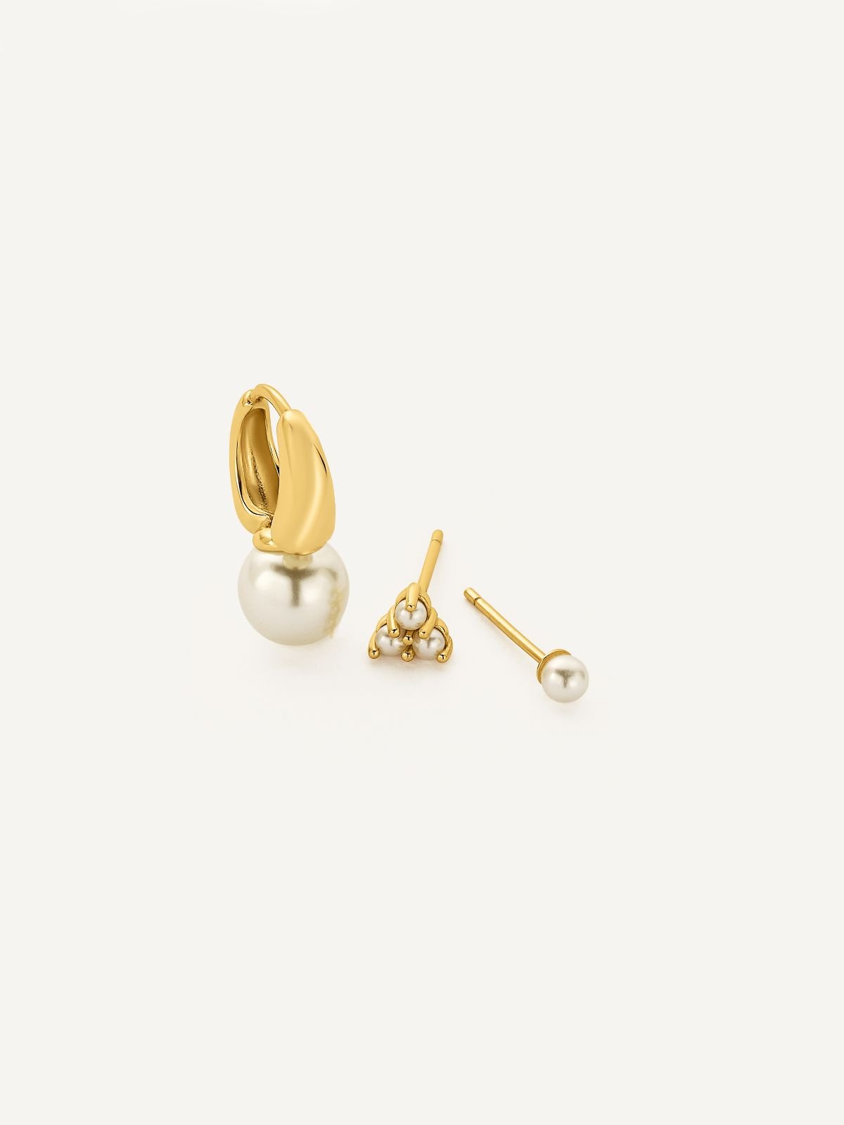 Gold Mini Pearl Earring Set – 3 Pairs