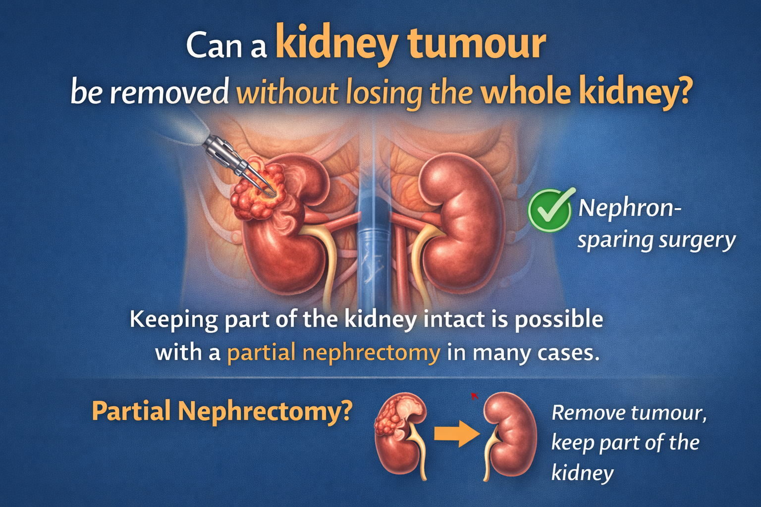Can a kidney tumour be removed without losing the whole kidney? Partial nephrectomy explained.