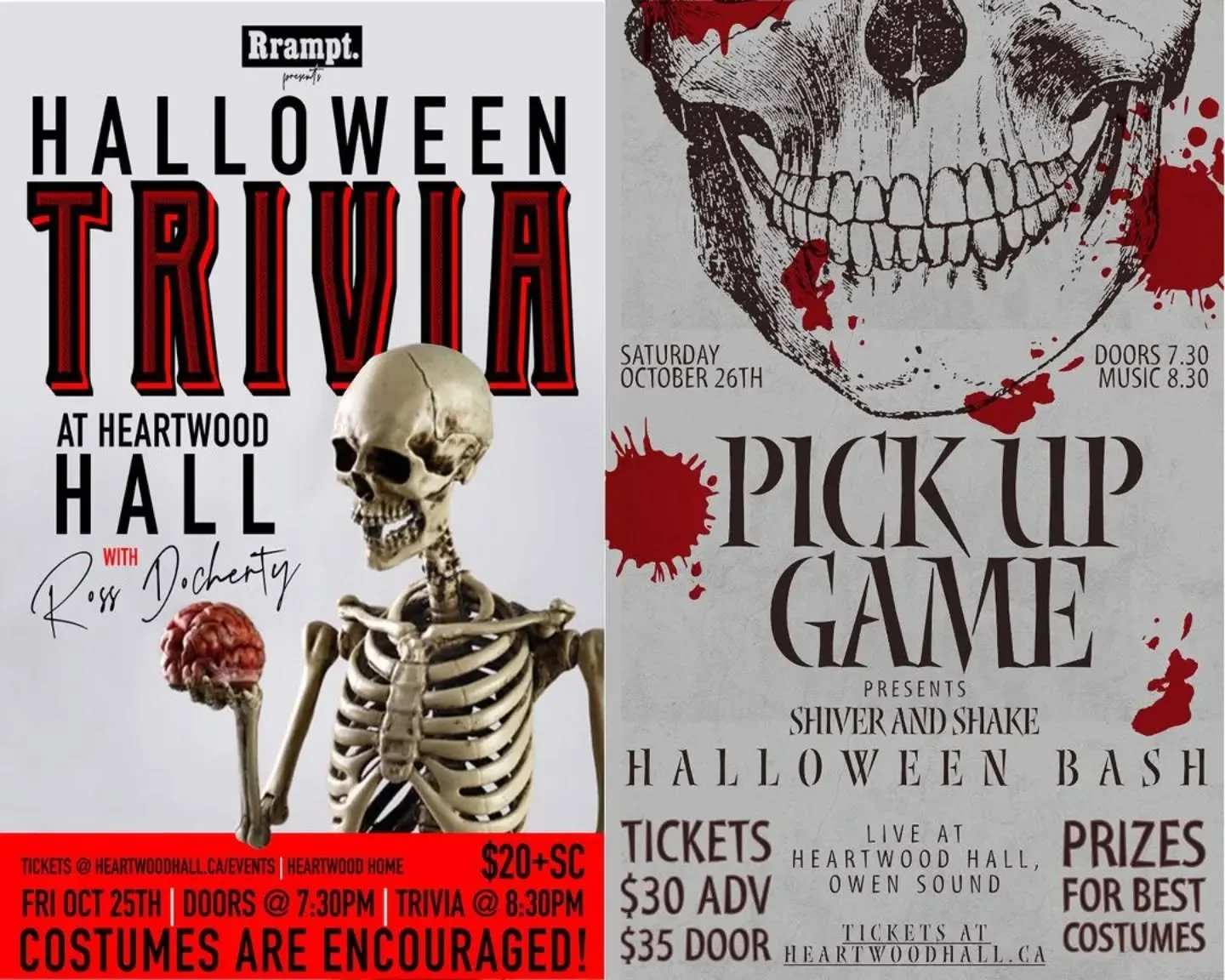 BAM!! It's HALLOWEEN PARTY WEEKEND FRIDAY/SATURDAY. Oct. 25 &amp; 26th! 🎃 Heartwood has got you covered with COSTUME PARTY HALLOWEEN @triviabyross presented by Rrampt on Friday and/or  the &quot;Shiver &amp; Shake&quot; DANCE PARTY with Pick up Game