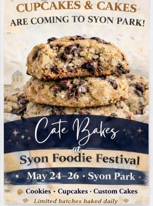 We&rsquo;re so excited to announce that Cate Bakes will be at Syon Foodie Festival! 

Join us from May 24&ndash;26 at Syon Park for fresh cookies, cupcakes, and custom cakes &mdash; baked in limited batches daily.

Come early, treat yourself, and don