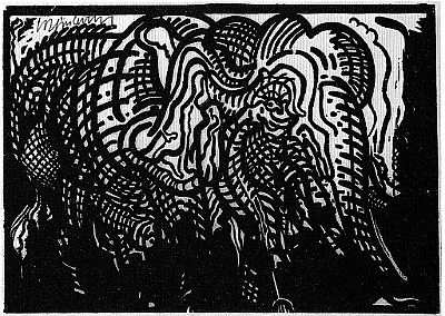 1983 - Der Mosaikelefant II - Zustand 1 - Holzschnitt - 22x31,5cm.jpg