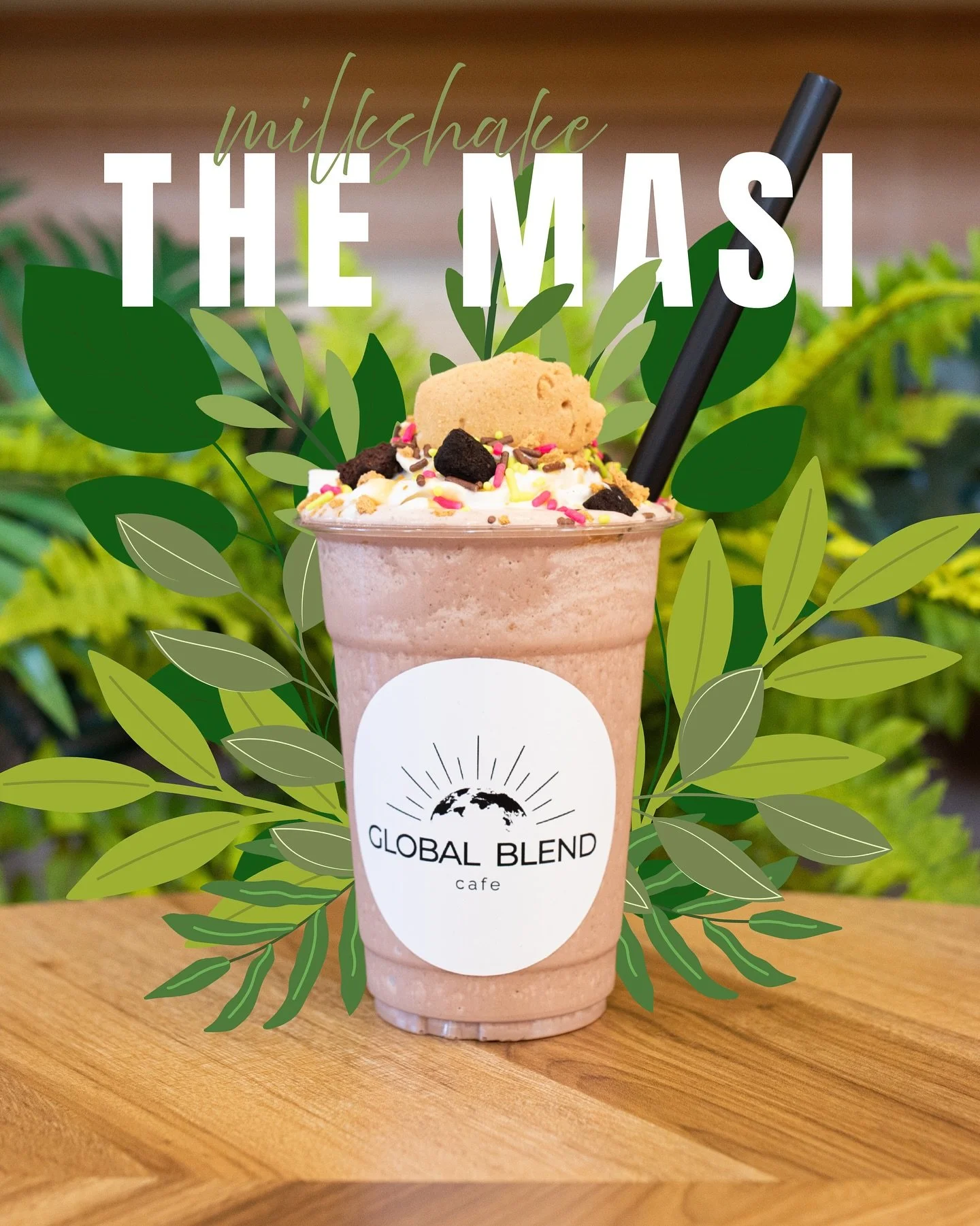 🦓 Go wild for our Masi Milkshake! 🦏
Our Masi Milkshake is a chocolate lover&rsquo;s dream with rich chocolate ice cream drizzled with chocolate sauce, topped with whipped cream, brownie bites, sprinkles, and an animal cracker. Come indulge in this 