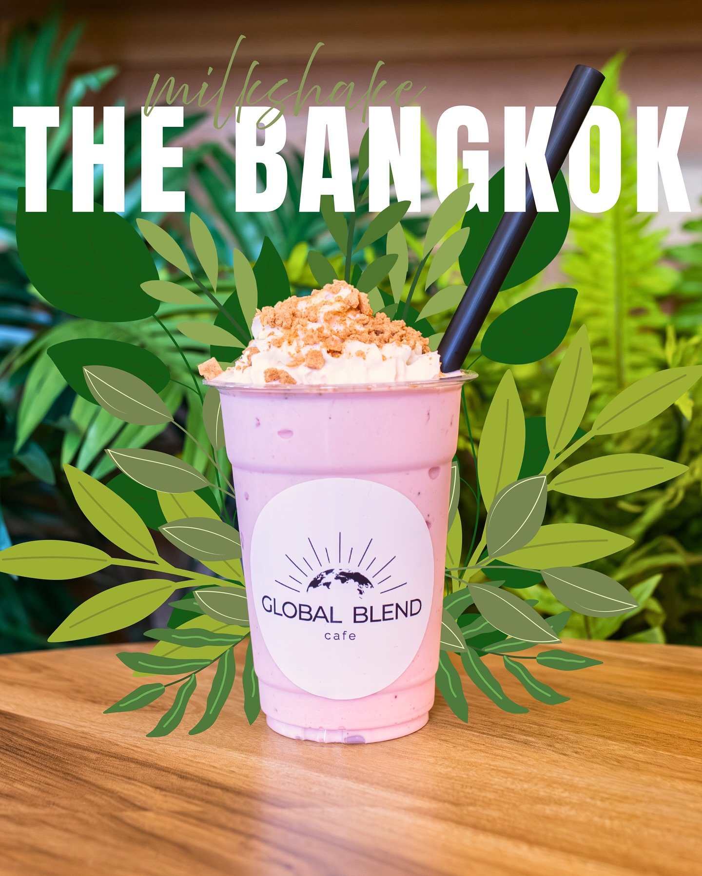 🍓 Taste the tropics with our Bangkok Milkshake! 🐅
Our Bangkok Milkshake is a sweet tropical delight with strawberry ice cream drizzled with white chocolate sauce, topped with whipped cream and graham cracker pieces. Smooth, sunny, and full of flavo