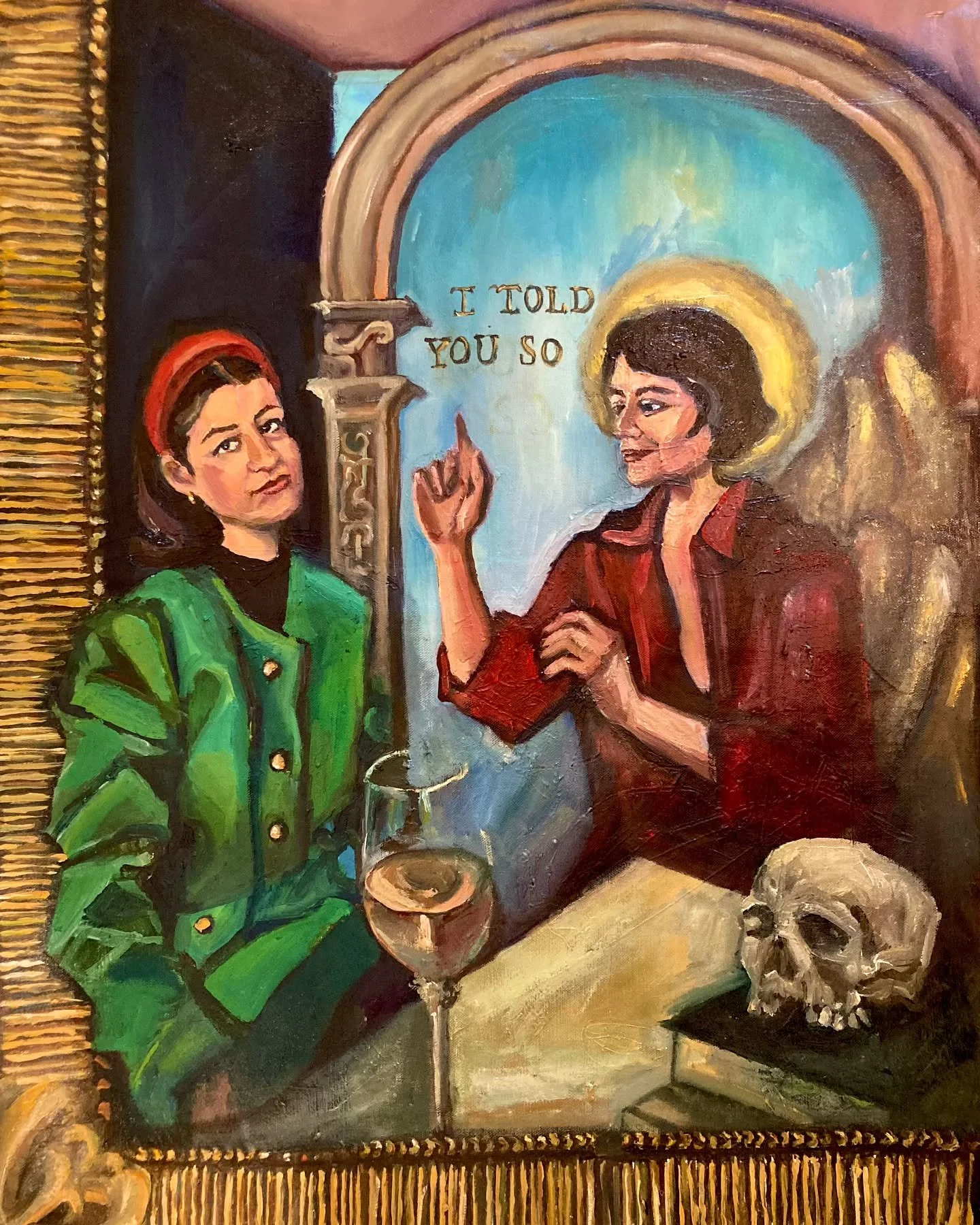 The Angel and the Fool 👼👼👼👼🥲🥲
Oil on canvas 
Swipe for inspo 🍷🍷💅💅💅