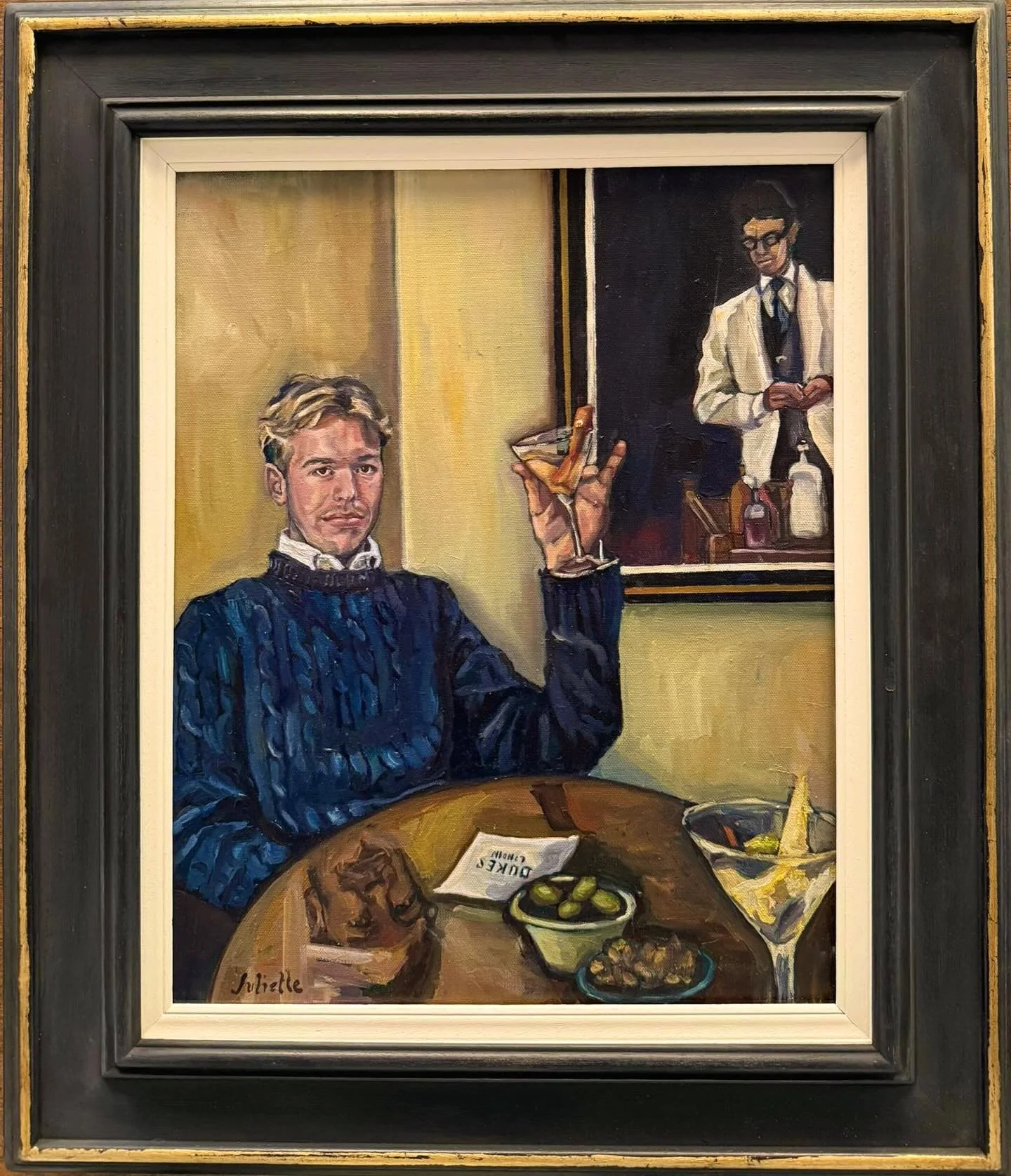 Drinks at Dukes 
Oil on Canvas 

On display @londonirishcentre May 15th-June 9th 
@dukesbarlondon 

https://londonirishcentre.ticketsolve.com/ticketbooth/shows/1173664046

Available at juliettemorrisonart.eu