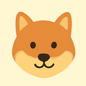 Cute cartoon Shiba Inu dog face with a friendly expression.