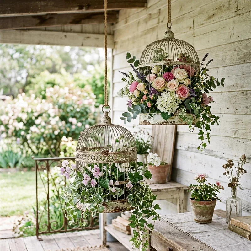 Shabby Chic Bird Cage Decor Ideas