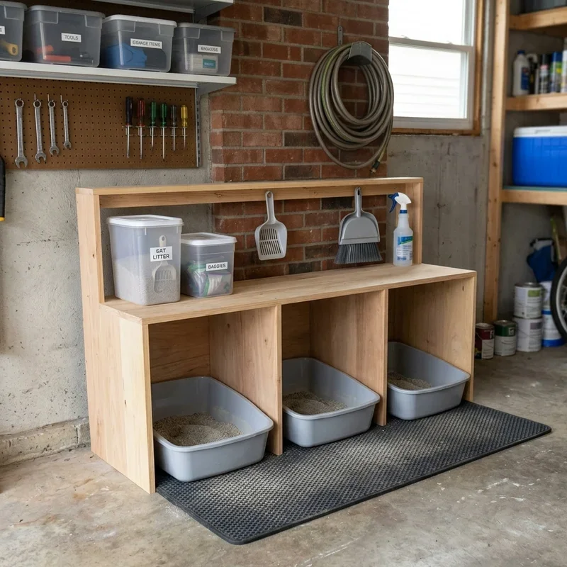 Cat Litter Box in Garage Ideas