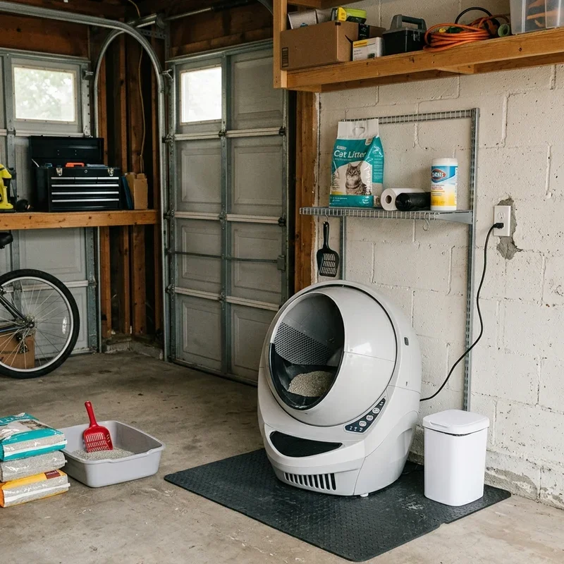 Cat Litter Box in Garage Ideas