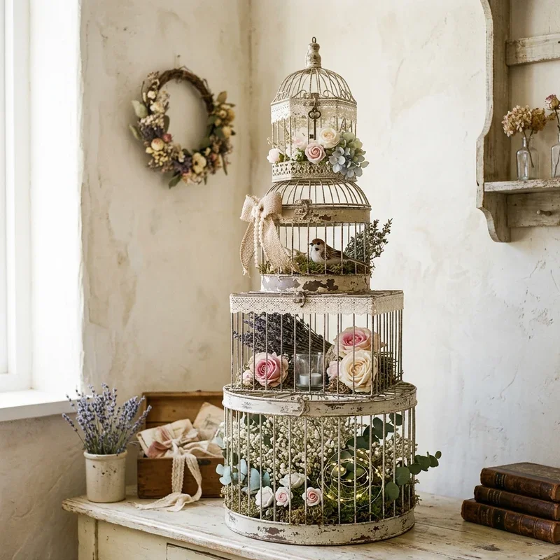 Shabby Chic Bird Cage Decor Ideas