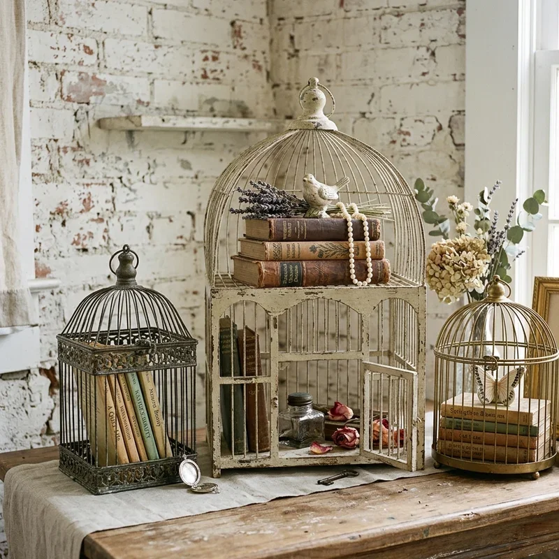 Shabby Chic Bird Cage Decor Ideas