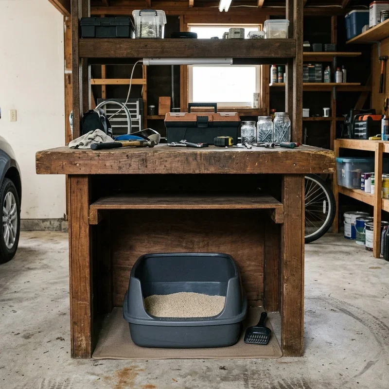 Cat Litter Box in Garage Ideas