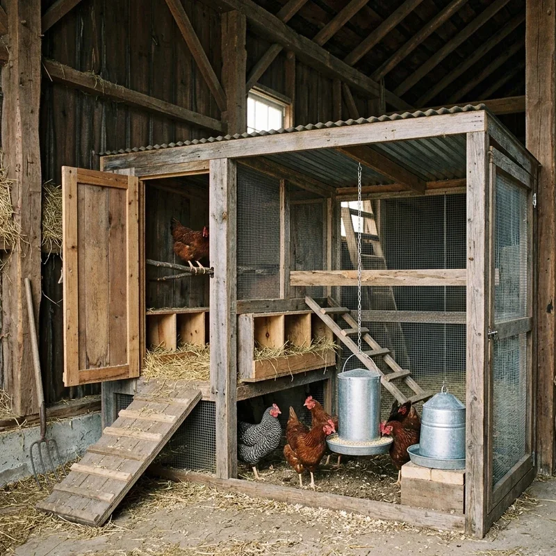 Chicken Coop Inside Barn Ideas