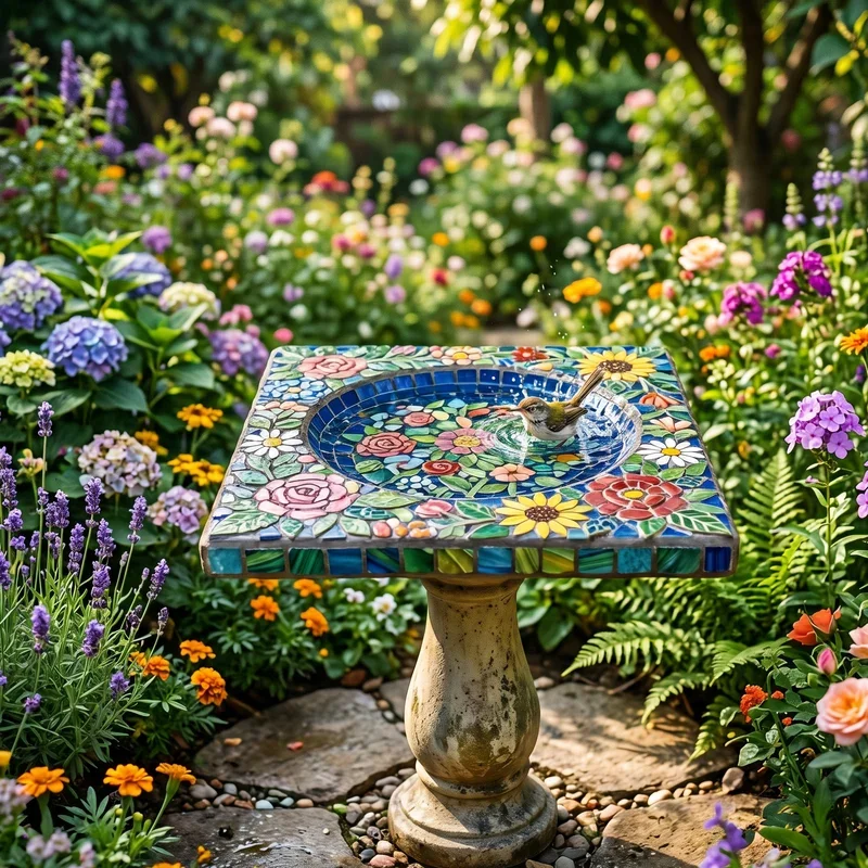 Mosaic Bird Bath Ideas
