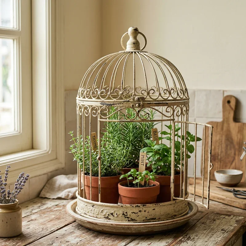 Shabby Chic Bird Cage Decor Ideas