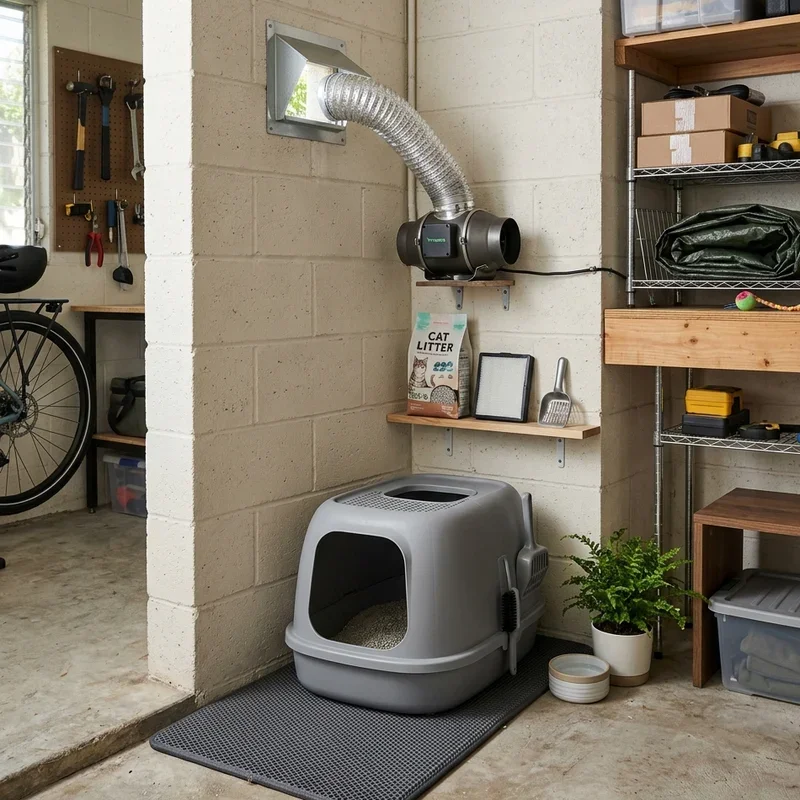 Cat Litter Box in Garage Ideas