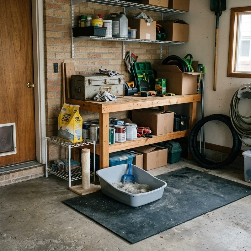 Cat Litter Box in Garage Ideas