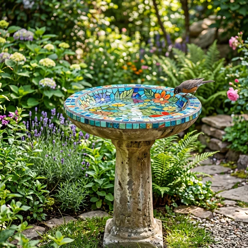 Mosaic Bird Bath Ideas