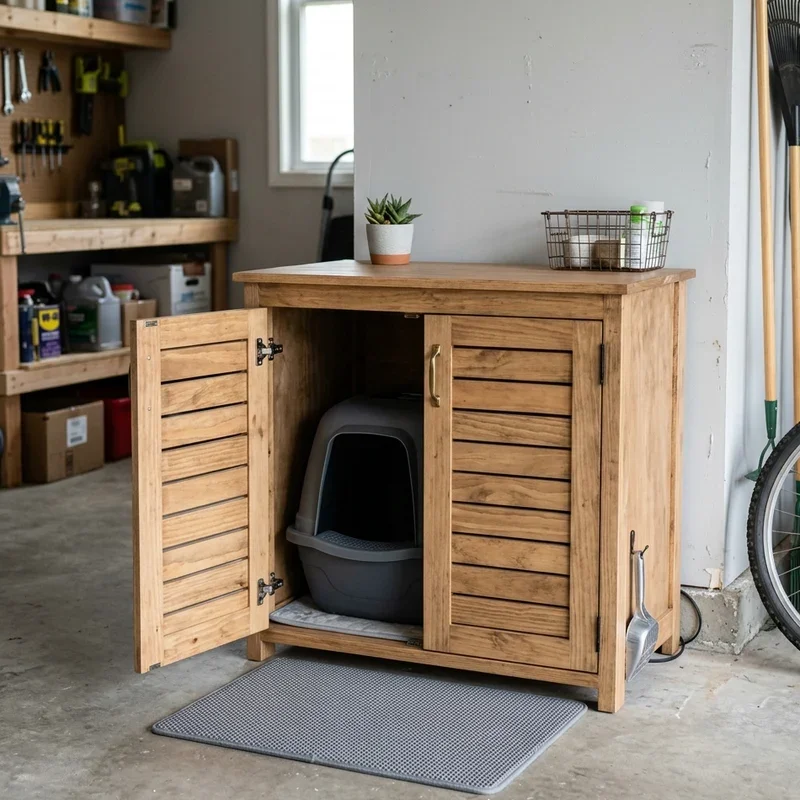 Cat Litter Box in Garage Ideas