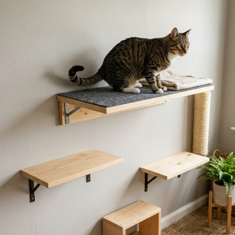 15 DIY Cat Shelf Ideas to Build a Climbing Wall for Cats