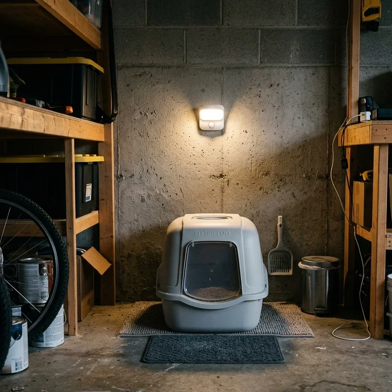Cat Litter Box in Garage Ideas