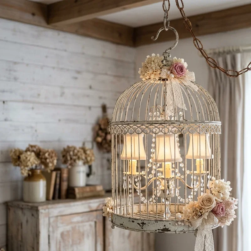 Shabby Chic Bird Cage Decor Ideas