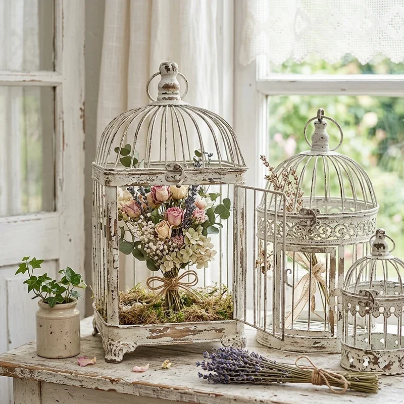 Shabby Chic Bird Cage Decor Ideas