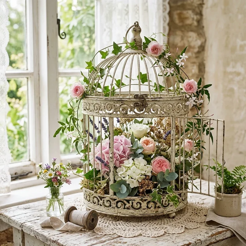 15 Shabby Chic Bird Cage Decor Ideas for Vintage Charm