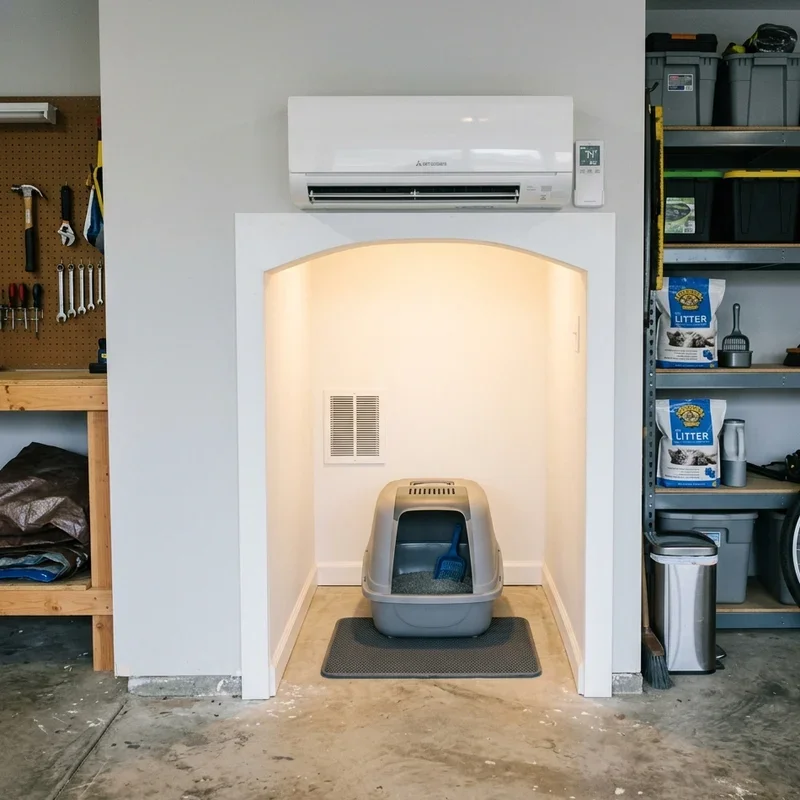 Cat Litter Box in Garage Ideas