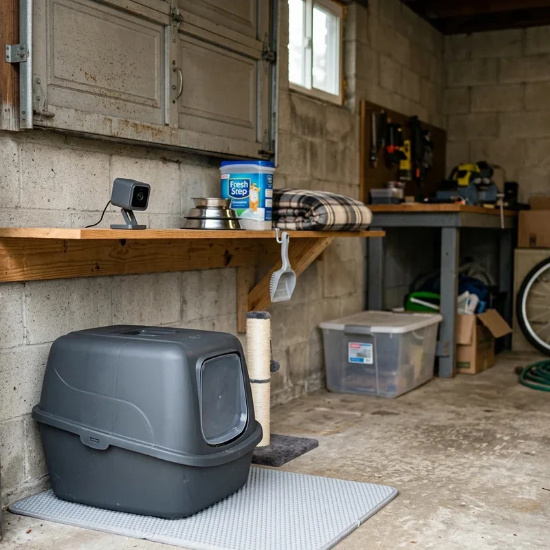 Cat Litter Box in Garage Ideas