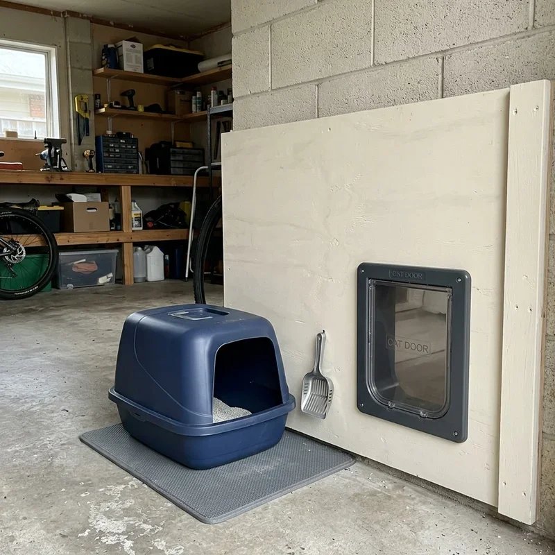 Cat Litter Box in Garage Ideas