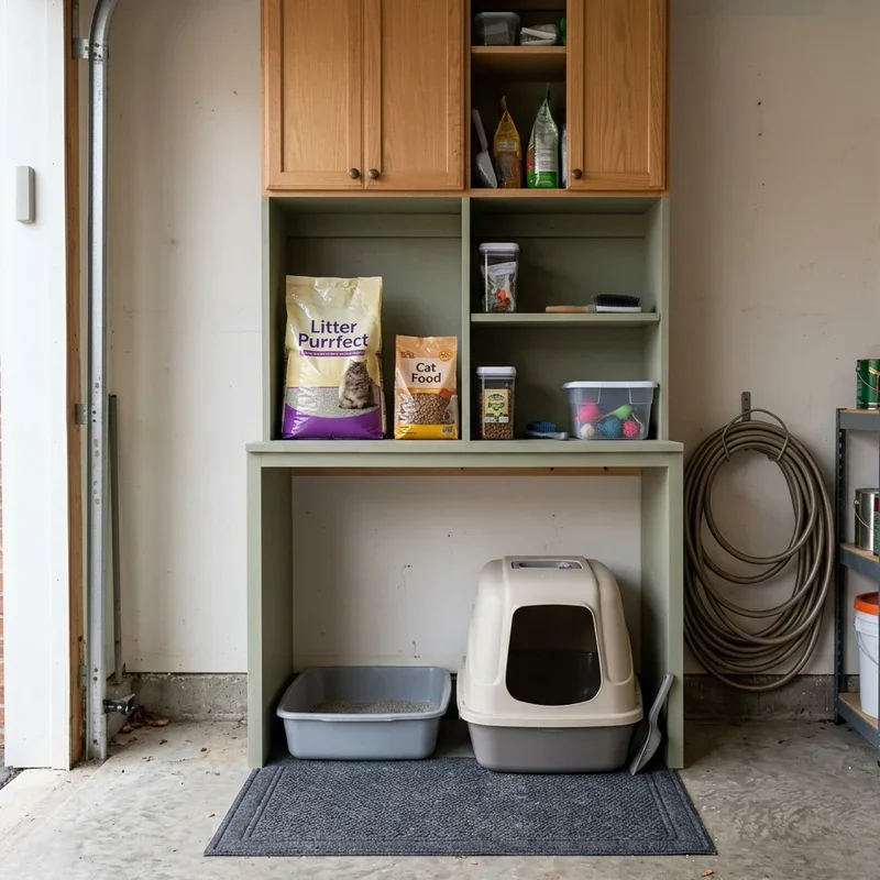 Cat Litter Box in Garage Ideas